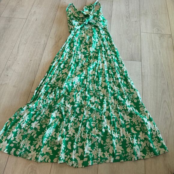Zara green white floral tie back dress size medium M flowers size m - Picture 4 of 9